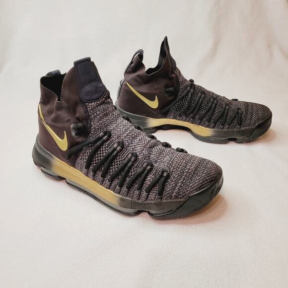 Nike KD 9 Elite Flip The Switch Black And Gold Athletic Sneakers - Picture 1 of 7